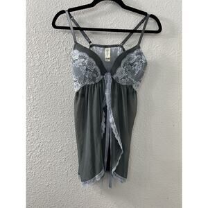 Jessica Simpson Womans Size M Grey Sexy Baby Doll‎ Uunderwire Push-up Negligee